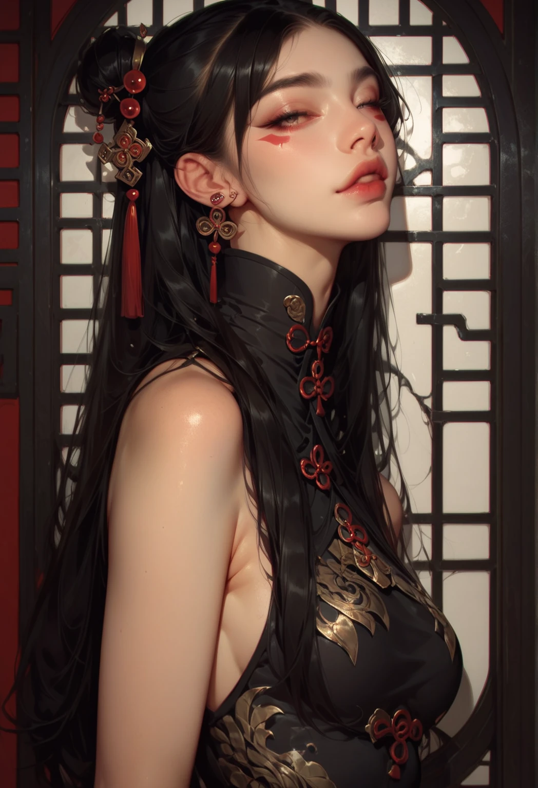 Official Art, Unity 8K wallpaper, Extremely detailed, beautiful and aesthetic, masterpiece, best quality, (zendispute, Mandala, dispute, endispute), (Fractal Art:1.3) , 1 Girl, Red flowers, Extremely detailed, Dynamic Angle, Cowboy shooting, The most beautiful form of chaos, elegant, Barbarian design, Vibrant colors, , author:James Jean, Robbie Devi Antonio, Ross Chen, French Bacon, It was cold, Adrian Genius, Petra Corrette, Gerhard Richter, Takato Yamamoto, Ashley Wood, atmosphere