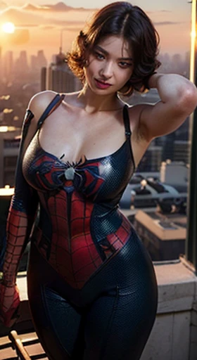 Anne Hathaway、マーベルコミックの映画Poster、so beautiful、Movies about Spider-Man、sexy、whole body、Wearing a skirt、Premiere Date、Poster、belly buttonを突き出す、new york、She's wearing a ripped Spiderman suit、The suit is torn、Wearing a skirt、Red and black color scheme、dynamic、masterpiece、Highest quality、Super detailed、Very detailed、Delicate and beautiful shine、Ultra-high resolution、Cinematic、break、breakドロップ、(Torn clothes:1.5)、(Wet clothes:1.4)、Bare shoulders、Real Rain、Wet Hair、belly button、Exposed Skin、sexyな肩を披露