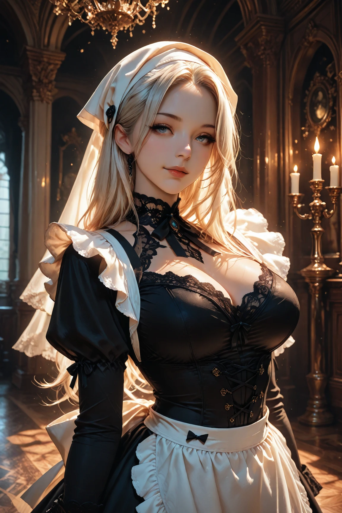 a beauty girl Colossal tits White hair Luxurious dresses dame younger sister eleonora jewely long skirt veils a flag Maids