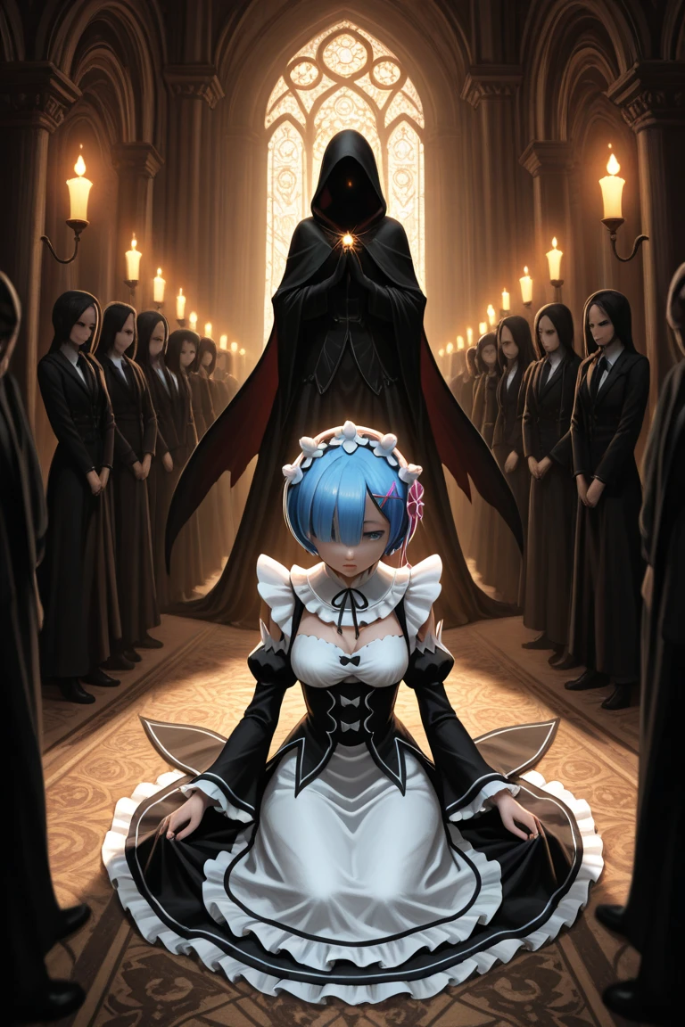 boa,Hatsune Miku,1girll,Long hair,view the viewer,Large breasts,Black hair,dress,cleavage,jewelry,standing,Earrings,Cape,hand on hips,epaulette,skull,Snake,Masterpiece,Royal background