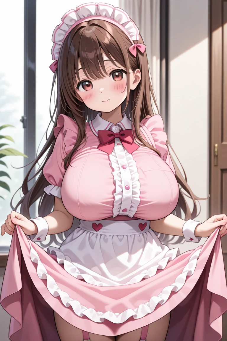 anime girl in white dress with big breasts standing in doorway, a picture by Kentaro Miura, pixiv, shin hanga, oppai, big breasts!, big breasts!!, with a large breasts, with large breasts, sfw huge breasts, breasts covered and sfw, big breasts, oppai proportions, covered sfw huge breasts, thicc, seductive anime girl