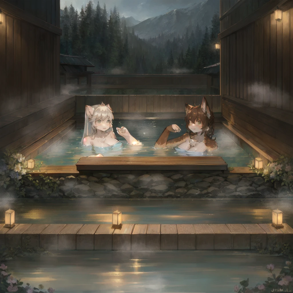 absurdres, highres, reflection, refraction:1.4, ultra detailed:1.0, BREAK, nice hands, perfect hands, (beautiful), animal ears,(completely nude, toddler body, many 10 year old girls, group shot:1.3),(flat chest:1.5), (Cute nipple:1.2) BREAK, Beautiful, Japanese public bath, description, depict, scene, enjoying starry sky, steam, (night view, onsen),Inside the outdoor bath, hot spring steam rises, girls soak, comfortably,Their expressions convey, joy, excitement, captivated by the beauty of starry sky,Please portray, background, night sky, filled, starry sky, colorful brilliance,Around the girls, mixture, hot spring steam, starry skys' light, creating, fantastic atmosphere,This artwork should express, girls' joy, happiness, charm of starry sky, evoking warmth, show off pussy, cum in pussy,