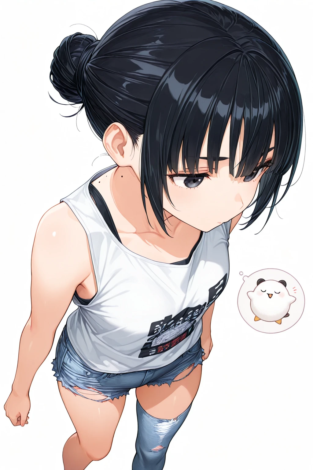 masterpiece, best quality,anime style, 1 girl,(((slender body))), (((small eyes,small breast))),(((gym uniform,glasses))),(((((3 monkey grabbing the girl))))),((((cum facial)))), (beautiful face), (((short hair))), (((straight hair))), ((((black hair)))),detailed beautiful skin, (perfect hands, perfect anatomy)