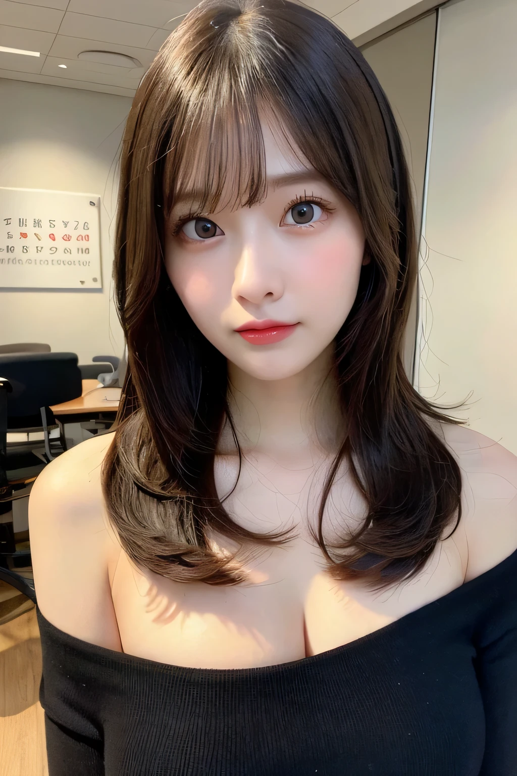 Tabletop, highest quality, One Girl, (beautiful girl:1.3), (18-year-old:1.3), Very good eye clarity, (Symmetrical eyes:1.3), (Police Costume:1.2), Beautiful breasts,Big Breasts,Big Breasts,Visible cracks, Brown eyes, Parted bangs, Brown Hair,Police uniform revealing cleavage,erotic,The finer details
