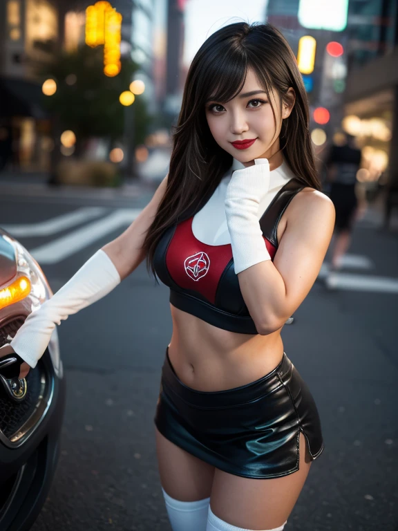 (8k、Raw photography、Highest quality、masterpiece:1.2),(Black Hair、Dark Eyes:1.9),(Plug Suit:1.6)、View your audience,Viewed from the front,White skin,(:1.3)、(Tight waist:1.6)、(Clothes that accentuate the shape of the breasts:1.2)、(Big Breasts :1.5)、Slim figure、Ultra-high resolution,beautiful,beautiful fece,(One person、No background:1.9),whole bodyボディー,Japanese women,(reality的:1.37)、Photon Mapping,reality、(Baby-faced and cute: 1.2)、(Cute Smile: 1.8)、(Round face: 1.8)、Radio City、Physically Based Rendering、Depth of field rally background、photograph, (I can see your knees、Thigh close-up:1.8),(:1.6),whole body、Great quality