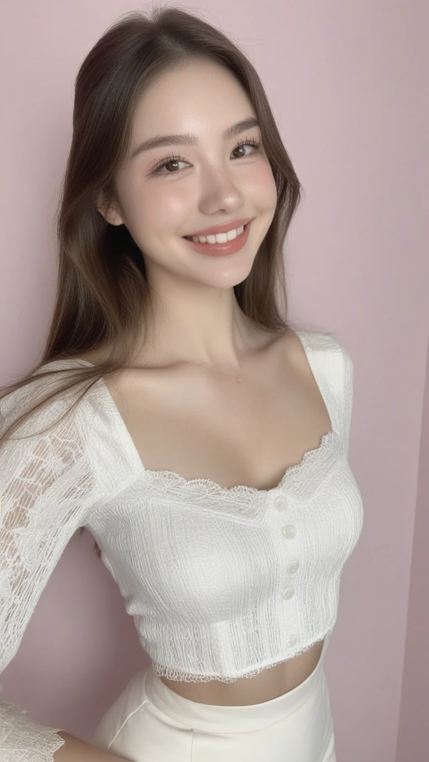 Leaning forward, Facing forward, looking at viewer, whole body, whole bodyshot, (spread legs:1.4), Belly button, Photorealistic, Surreal, Cinema Lighting, 32k, 1 Girl, look up, Backlight, (Bright light:1.2), (Improvement of quality:1.4), (Highest quality realistic textured skin:1.4), Fine grain, Detailed face, short hair, M-shaped legs, Cowgirl, From below, Sweat, Wet, (Enhances the beauty of skin texture:1.1), Matte texture, blush, Open your mouth, Roll your eyes, tears, Sticking out tongue, saliva, saliva trail, Part your lips, Captivating smile
