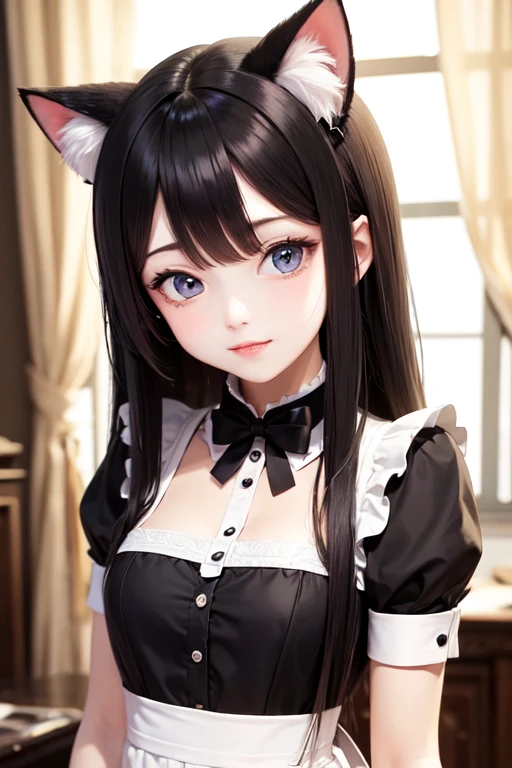 (Masterpiece) Highest quality, dreamy and delicate eyes, sharp side light, real smooth skin, cute anime girl, arm warmer, horn hairpin, slim semi-dress, cow outfit with ribbon and bow.