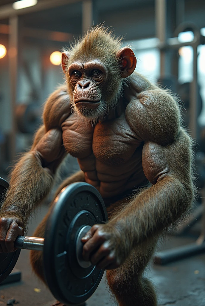A monkey that goes to the gym and is white a thousand times