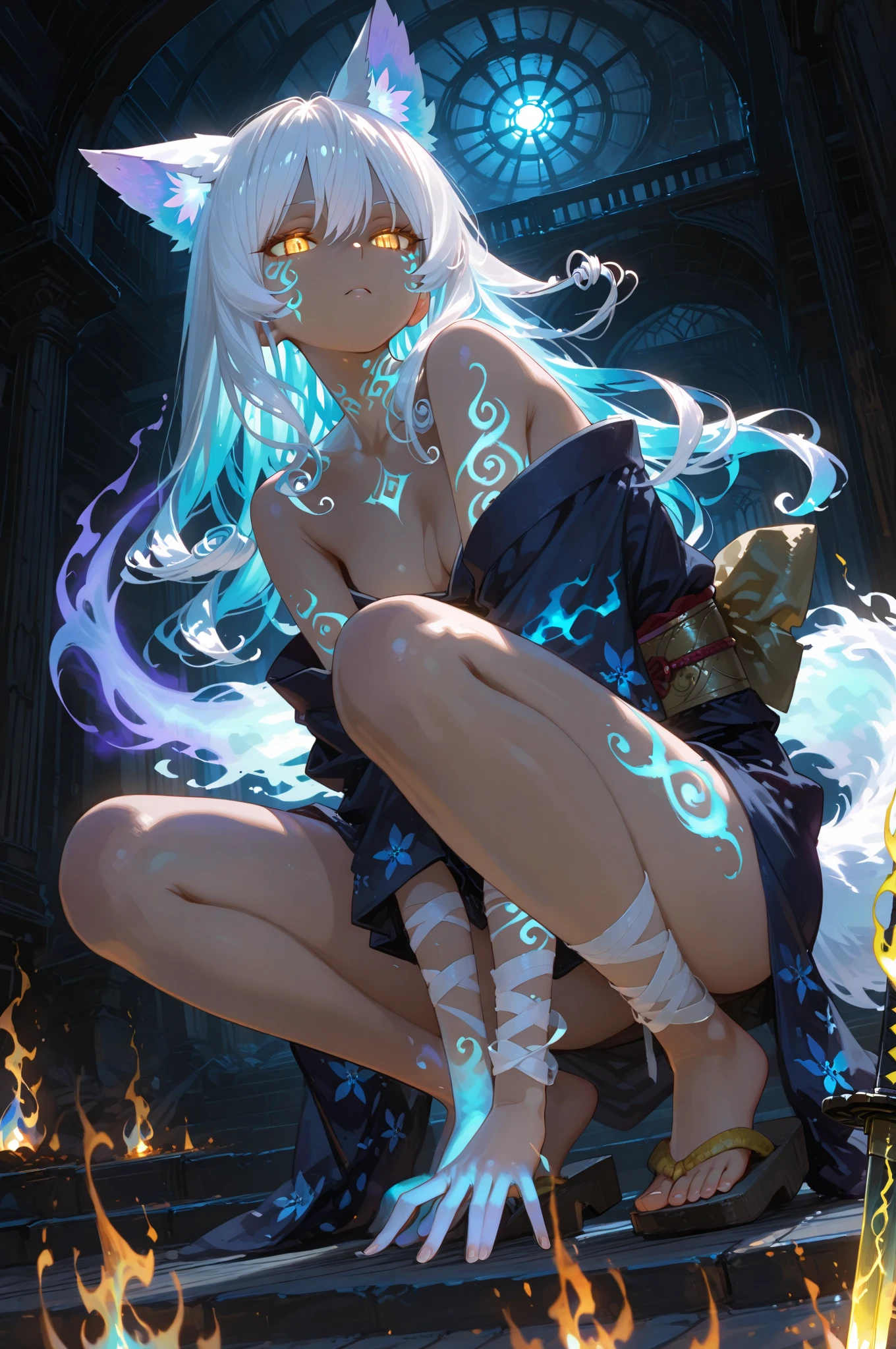 aqua {amphibia|fish|shark|reptile} girl, 1girl, perfect and well designed glowing shiny eyes, (beautiful detailed eyes:1.05), natural breasts, slim body, beautiful and delicate face, (face detail), ((realistic face)), pores, ((pale blue skin)), detailed skin, realistic skin, (((bioluminescence))), (((white-skinned))), ((shiny skin)), ((glowing speckles on skin)), (pointy ears), (fins:1.7), (spikes:1.5), (multicolored gradation skin), ((((blue scales body)))), human face, ((monster girl)), medium length hair, hair voluminous, (((((multicolored gradation hair))))), super high resolution, 8k, parameters Best quality, (masterpiece:1.4), (magic accessories:1.4), bracelets, extremely detailed thick tight nylon|lycra|latex|vynil [bikini:{bodysuit|swimsuit}:0.4], transparent microskirt, (standing nipples under cloth:1.125), (cameltoe:1.2), ornaments, (neckline:1.3), (cleavage), decolette, navel, Young Girl, Little Beast, (Smile:0.7), (pale Blue Skin:1.8), ((tattoos all over body, Tribal tattoos all over legs)), ultra detailed, photorealistic, ((Real image)), (best quality:1.4), super high resolution, (Realistic 2.0), More details, (full body portrait), (((1girl))), (deep sea, on beach, underwater), (beautiful and aesthetic:1.2), (fractal art:1.4), (cinematic light:1.1), (DUTCH ANGLE:1.7), 16K, HDR, RTX, Ray Tracing, Radiosity, Anisotropic Filtering, Subsurface Scattering, (((magic lights))), metallic reflections, Detailed, Realistic, 4k highly detailed digital art, (cool_color), extremely detailed CG unity 8k wallpaper, vibrant colors, (((seductive pose)))