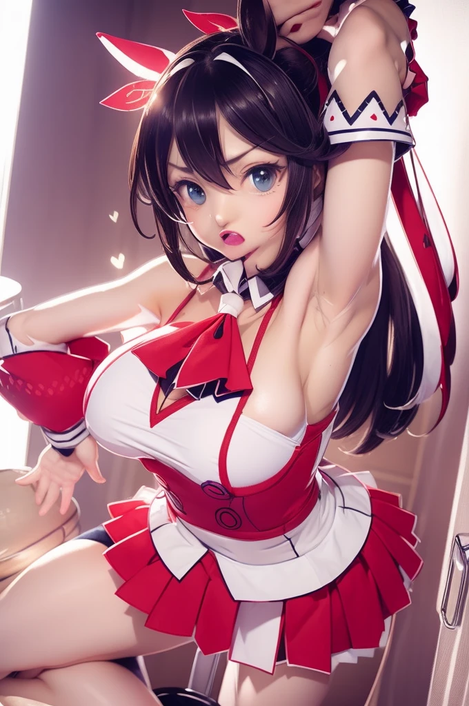 masterpiece, best quality, absurdres, ultra detail background, (vivid color:1.3), high poly 3d, beutiful 1girls, nude, (loli:2), standing, (top-down bottom-up:1.3), (face on ground:1.3), (arms back), (restrained, restrained arms, sex machine, stationary restraintetal, bondage:1.5), (large metal dildo:2), (((((streaked hair, wavy hair, middle hair, two side up))))), (((((japanese clothes, collar))))), baby face, large breasts, pussy, nipples, (sex machine, spread legs, spread arms, dildo, vaginal object insertion:2),metal stick in vagina, cum, panting, squirting orgasm, wet, pussy juice, vulgarity, blush, aroused, sweaty skin, sweat, closed mouth, ahegao, peeing hard, stationary_restraints, masterpiece, high quality, best quality, beautiful, hd, perfect lighting, detailed face, detailed body, masterpiece, best quality, intricate details, 8k uhd, perfect face, perfect eyes