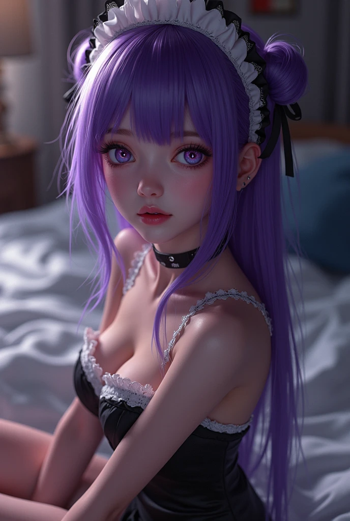 arafed femme pleinement , fille sexy aux yeux bleus, ultra realistic, Meticulously detailed, Portrait de Sophie Mudd, cheveux blonds et grands yeux, selfie d'une jeune femme, Yeux de chambre, violette myers, sans maquillage, maquillage naturel, regarder directement la caméra, visage avec artgram, maquillage subtil, superbe photo de tout le corps à genoux sur le lit, dans la chambre, Medium to large bust, entrain de faire du tennis