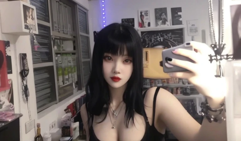 a close up of a woman with a white dress and red lipstick, jinyoung shin, bae suzy, jaeyeon nam, popular south korean makeup, taejune kim, popular korean makeup, seseon yoon, heonhwa choe, kwak ji young, kim hyun joo, gongbi, inspired by Yanjun Cheng, korean face features