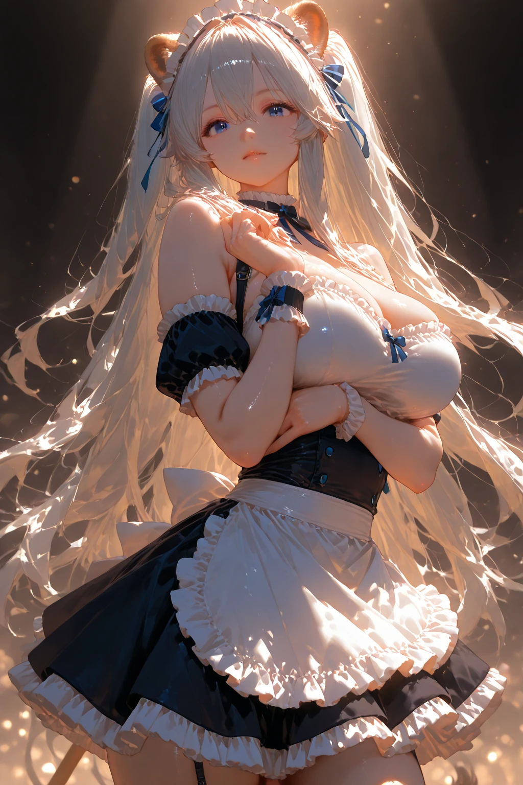 ((dress_default, terrific_default)):1.5,((独奏, 1girl)) ((masterpiece,Highest quality,Highly detailed images,Beautiful images、Realistic、Dutch Angle)), (Bright lighting overall、Backlight、A fantastic atmosphere、Thick Fog、Dust flutters),(Dynamic pose、Beautiful cleavage、large breasts)1.2, ((Ocean、On the boat:1.2))
