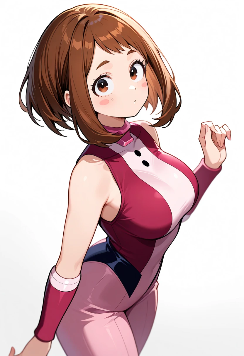 uraraka_ochako, pantyhose, playboy bunny, bare shoulders, smile, cowboy shot, highly detailed, HD, 4K, Masterpiece, highres