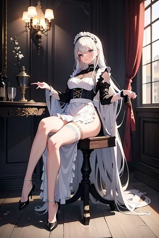 (Dramatic digital art:1.3) of,(Lively:1.3) portrait of female (Snezana Sakovich 2:1.1) シースルーof着物を着る, ベッドof上で寝る,Style - Silver Magic, Stylish girl,society,Art Station,The happi coat is open,Thin legs,short boots