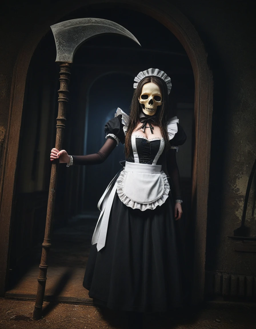 Fine matte painting, skeleton dark angel big wings haunted castle on drawing table full of knives, horror, spookiness, scary, secret horror, tentacles, vines, eyes, uncanny valley effect teeth, limbs, animals, blood moon,Stick out your tongue,drools