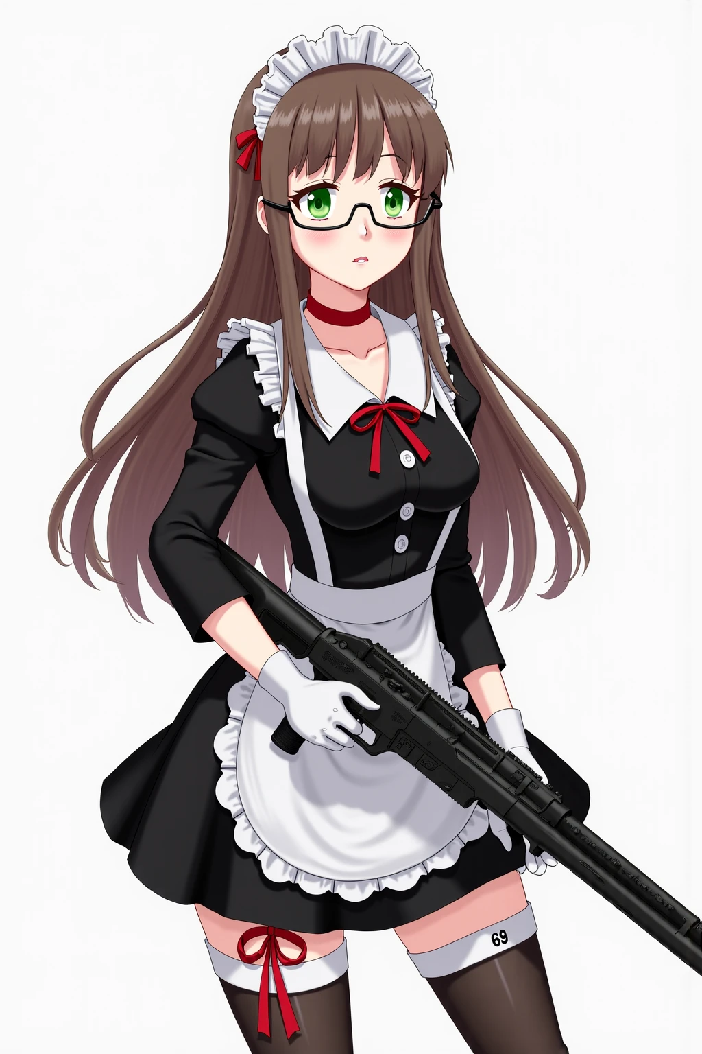 masterpiece, Highest quality, figure, Super detailed, In detail, High resolution, 8k wallpaper, Perfect dynamic composition, Splatoon, Black Hair, Gun holding in hand, Inkling, Girl. School Blazer, Thick thighs