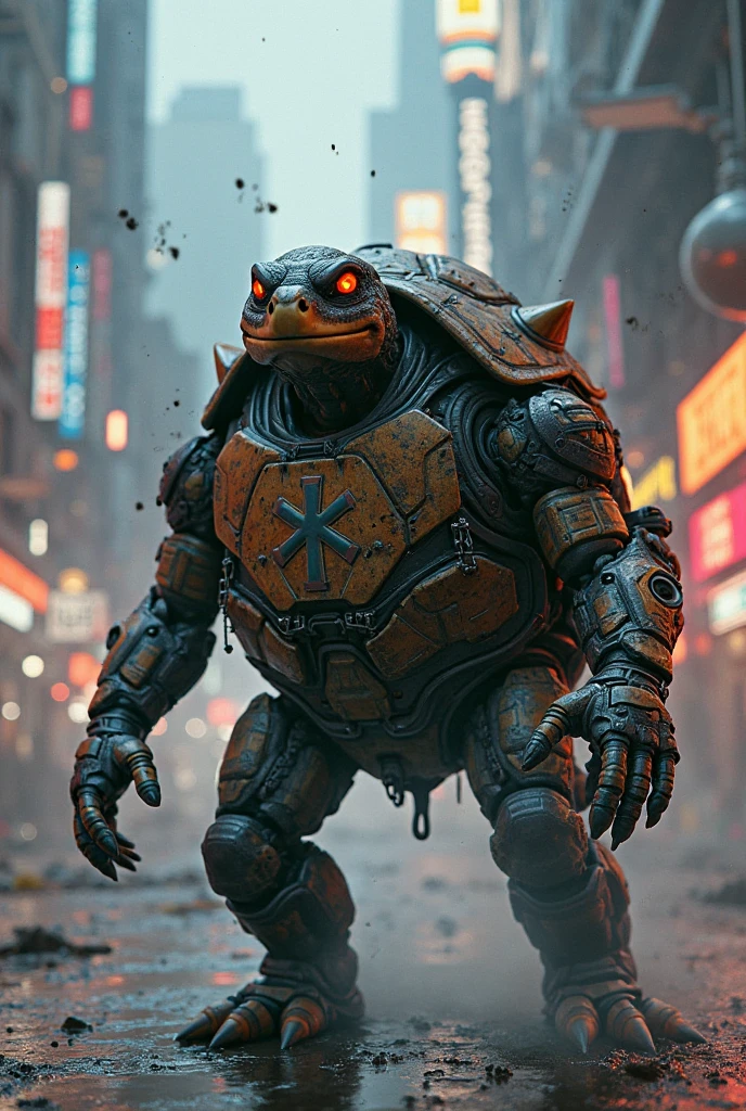 A turtle, realistic sci-fi cyberpunk powered armored machine, 8k, hdr, ((intricate detail, super detailed)), (backlight: 1.3), (movie: 1.3), (ArtStation: 1.3), --auto --s2