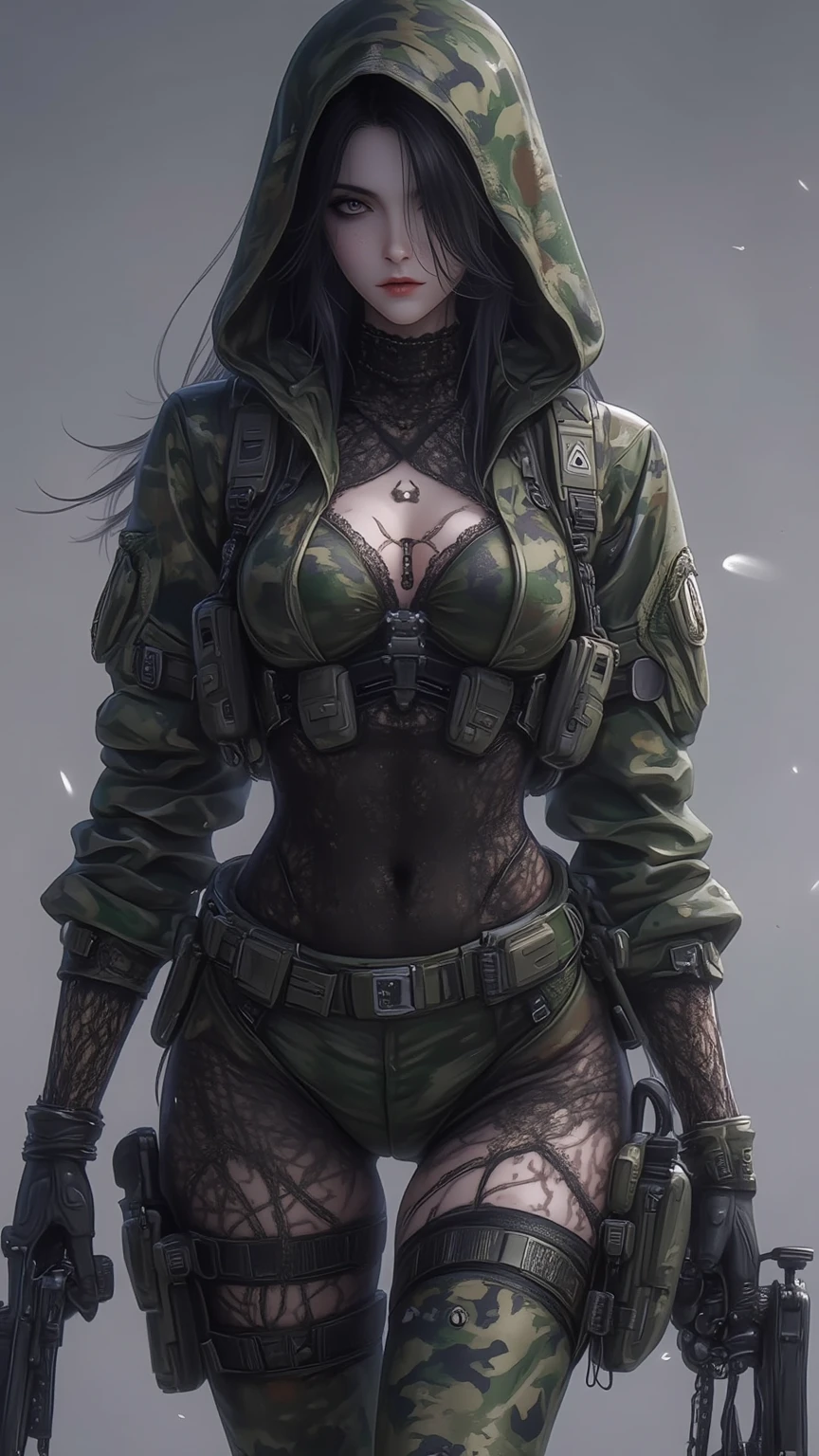 1 girl, wolf, ((Full body)), high heel boots, ski mask, ponytail hair, front knot blouse, high resolution, sharp image, tactical gear, designated marksman rifle, call of duty, leggins,
((Best quality)), ((masterpiece)), (highly detailed:1.3), Depth-of-field, Multi-layered textures,(Hyperrealistic), HDR (High Dynamic Range), Ray Tracing, NVIDIA RTX,Unreal 5, Subsurface scattering, PBR Texturing, Post-processing,
Anisotropic Filtering, Maximum clarity and sharpness, Wide aperture, Low ISO, White balance, Rule of thirds,8K RAW, (extremely slutty),