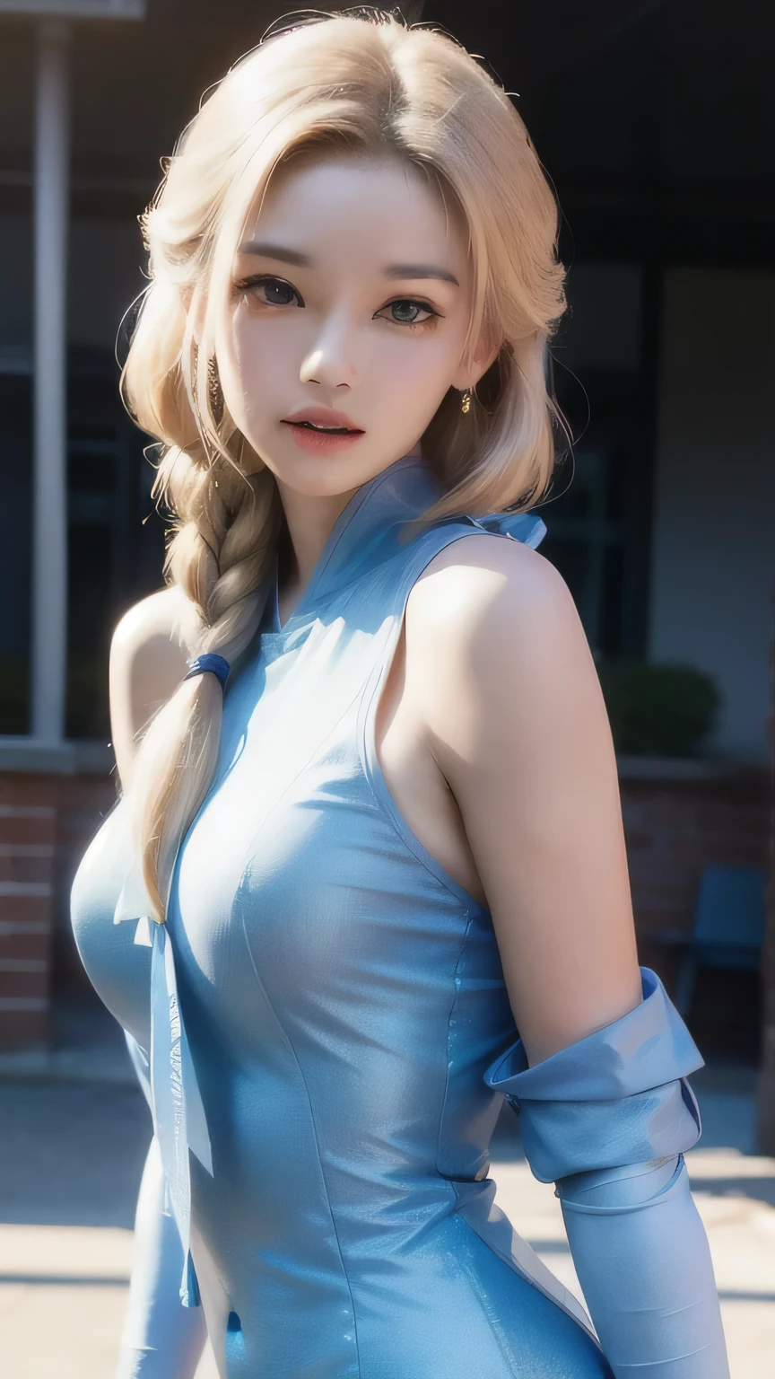 (Very detailed background:1.0), (Highly detailed background:1.0),absurderes, ((masutepiece:1.2, Best Quality)),  (Dynamic Pose), (Photorealistic:1.4), Official art, Unity 8k壁纸, Beautiful and aesthetic, Looking at Viewer, 1lady, wide hips, Full Back White Cotton Panties、(Shiny skin), Many colors, White panty、Dynamic Angle, Most Beautiful Form of Chaos, Elegant, a brutalist designed, romanticism, deepshadow, lowkey, Looking back, android_18, and18, and18, 1girl in, Android 18, Solo, Blonde hair, Blue eyes, poneyTail