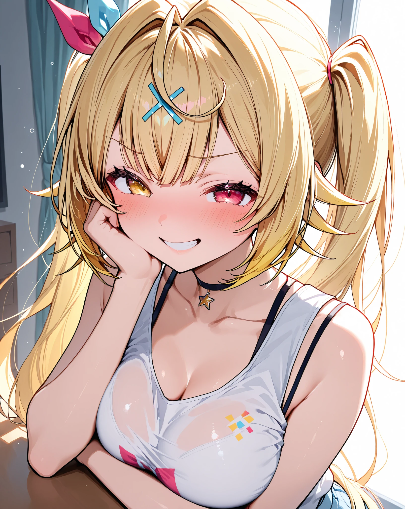 score_9, score_8_up, score_7_up, score_6_up, score_5_up, score_4_up, source_anime, BREAK
OyamaMahiro, 1girl, solo, 1girl, solo, female, clothing, text, hair, breasts, clothed, blush, open mouth, looking at viewer, topwear, smile, , erect nipples under clothes
