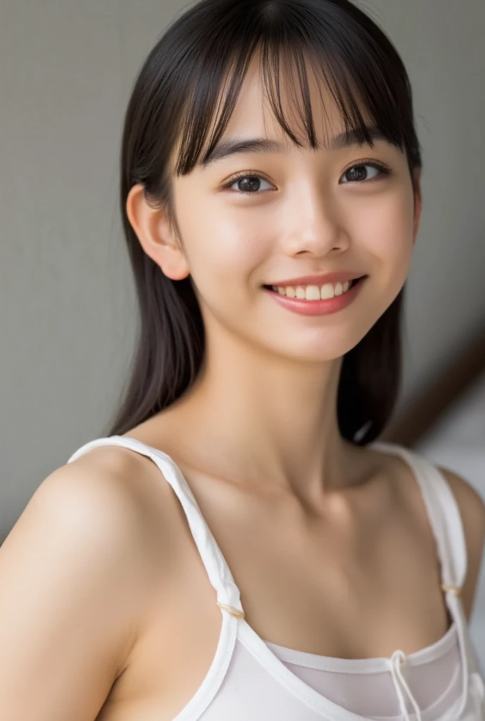 neat college girl、petite person、(、white panties)、Outside the field、(Slimed、small tit、flat boobs、small tit)、Photorealsitic、detaileds, Skin Texture, ultra-detailliert、Delicate and sexy collarbone、A smile、Super Detailed Face、Detailed lips、A detailed eye、二重まぶた、10years old girl、((Nipple bumps、Wet White Sheer Camisole))、Squatting and peeing、full bodyesbian