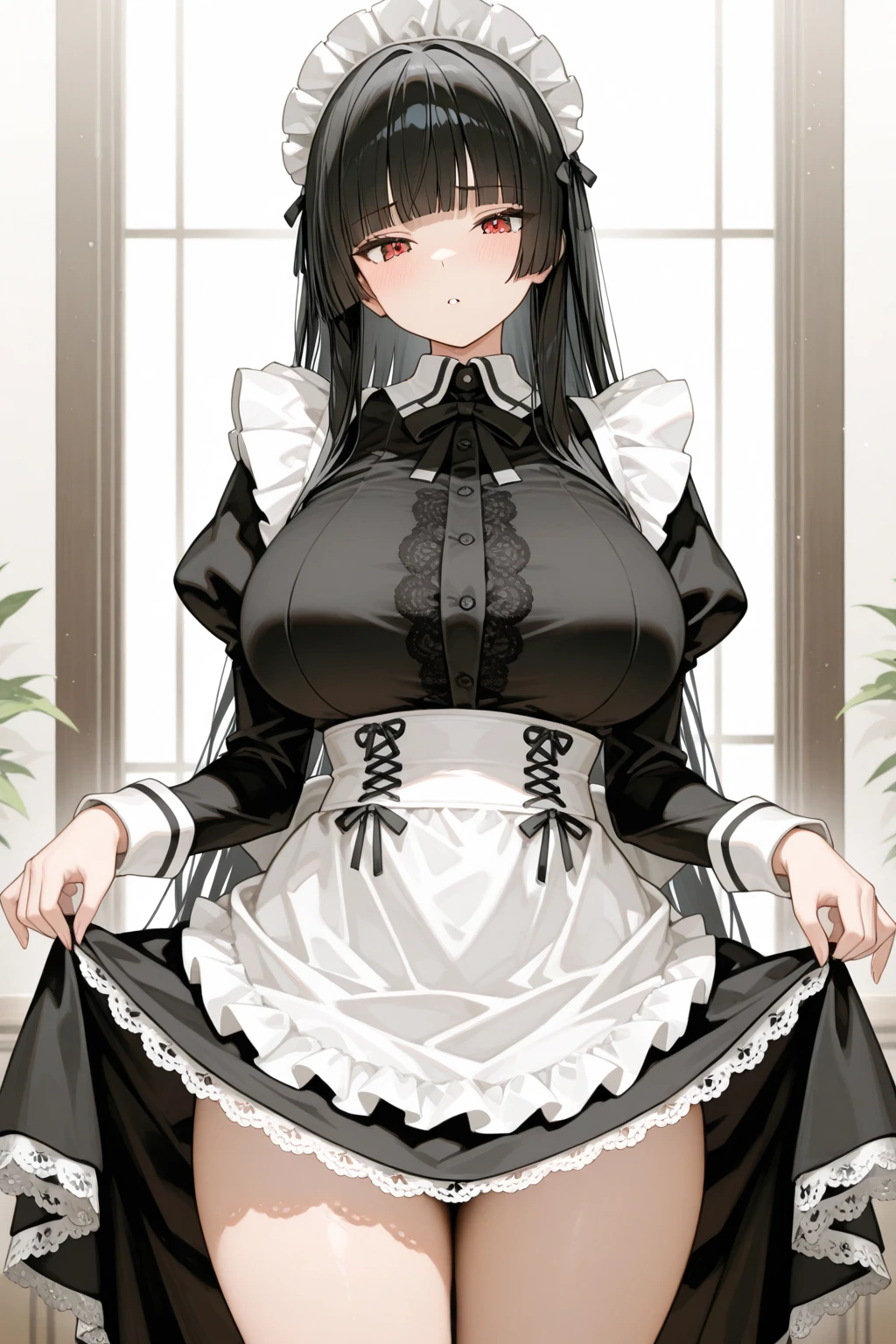 {{masterpiece}},high quality, 4K, 2D, 1 girl,{simple gray background},(attractive mature lady:1.6),milf,standing,sagging breasts,(gigantic breasts:1.5),maid,front face,{{tareme}},attractive mature lady,black hair, {from right in front of face and body},View viewers from front,{front facing shot},Wear glasses,(serious:0.1)