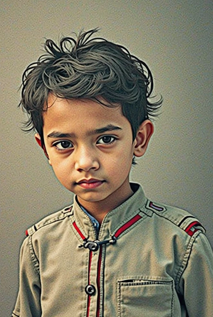 Nepali boy kid having light black hair The side-parted comb-over and eyes and light skin who looks realistic as possible and human cute outfit