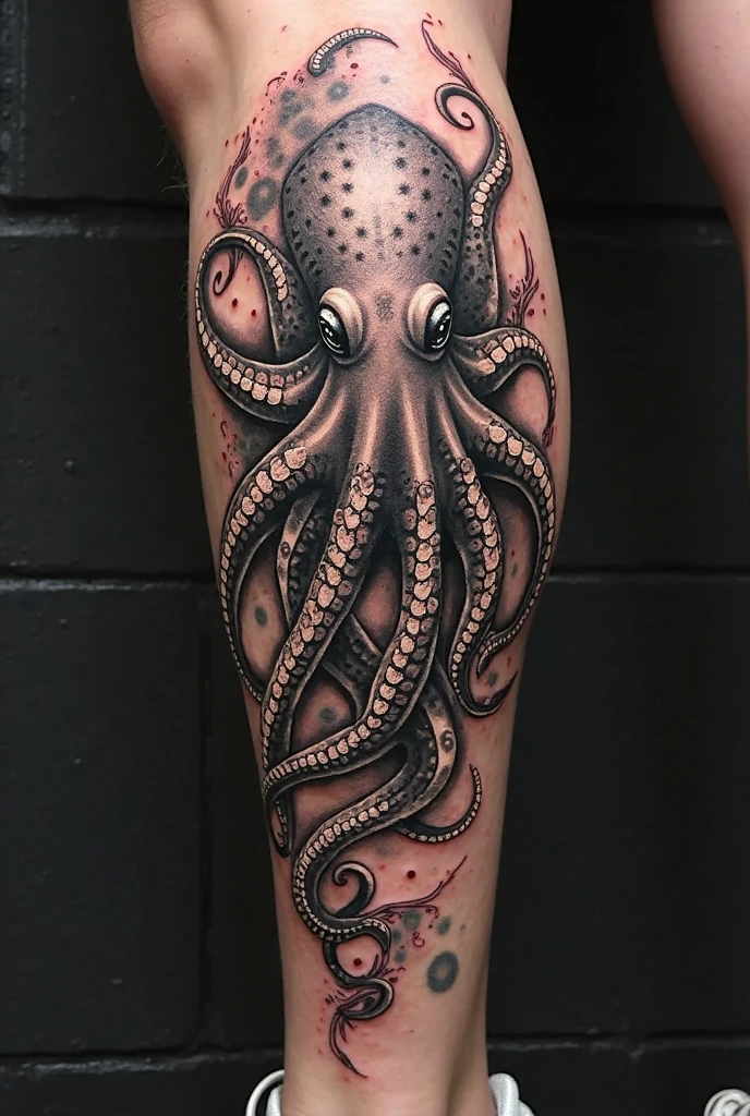 octopus tattoo with fine lines for forearm