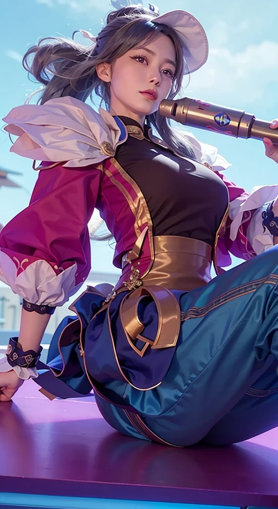 1girl, pink hair, (angry), white tights, (from below), ((looking at viewer)), looking down, (sweaty), ((pussy)), ((lingerie)), nipples, ((hourglass figure)), ((close up))