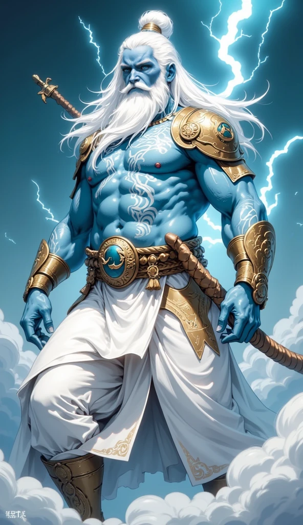 taoist, (one male) (front view:1.6).
Very detailed manly face, detailed realistic open eyes, bodybuilder, (big muscles), (big pectorals), narrow waist, (long hair), (smile), (bare chest) (shirtless).
standing in front of (blue glowing)
High contrast, high saturation, highly detailed, high quality, masterpiece, artstation, digital illustration.
<lora:BulkedUpAIR1.5:0.3>
<lora:BeautifulEyes:0.9>
<lora:taoist_20230623200708:0.8>