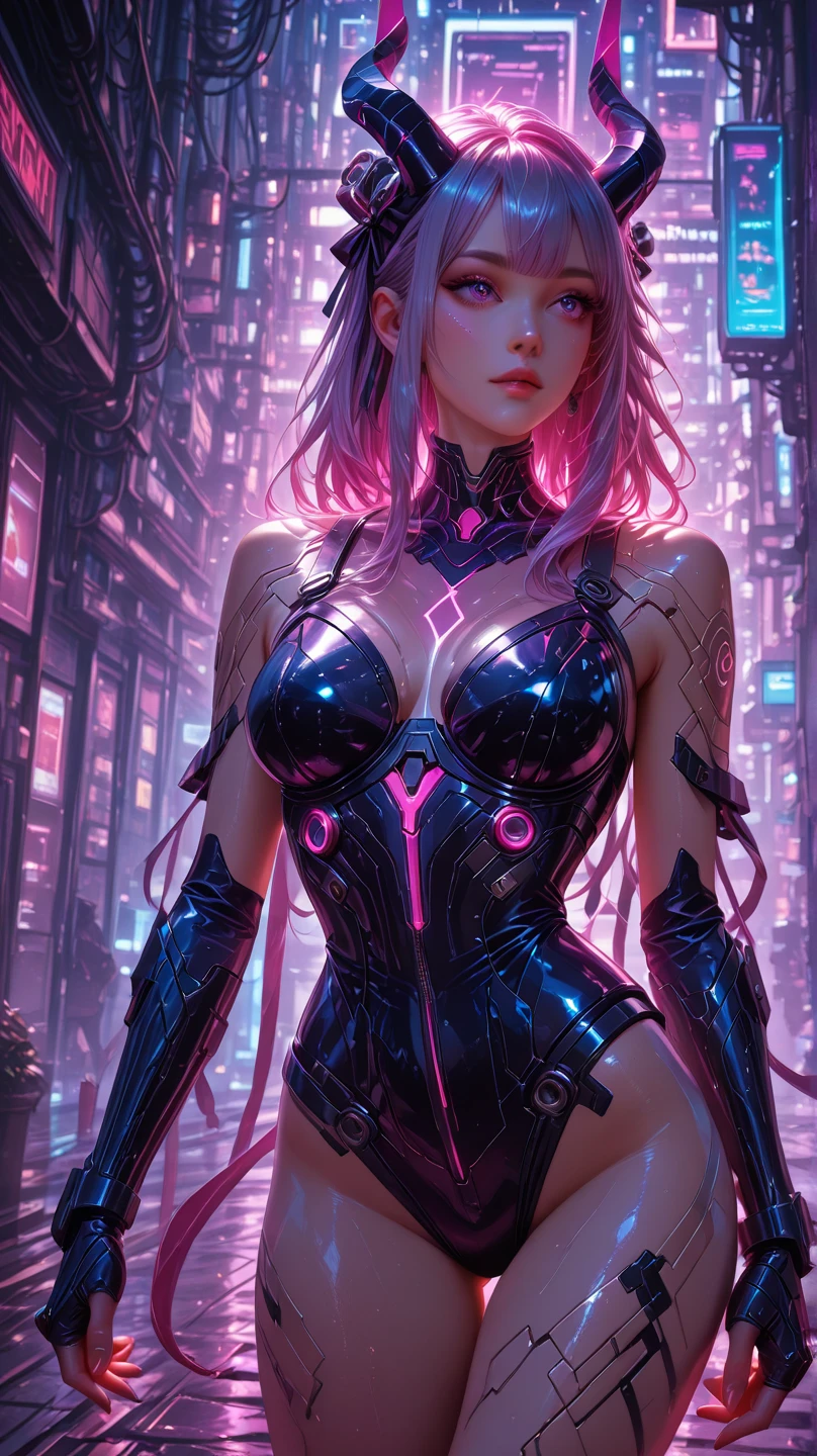 dark dystopic futurism landscape, horror art, hopeless atmosphere, dark monster girl, creepy monster girl, dark evil monster girl, milky white skin, pink glowing monster eyes, smug face, lots of eyes, lots of pink-white tentacles, tentacles as hair, no clothes, standing, points at the viewer, flickering light of dim red emergency lamps, minimum light, dark futuristic brutalism corridor, gloomy corridor of futuristic brutalism, white mramor scratched walls, darkness