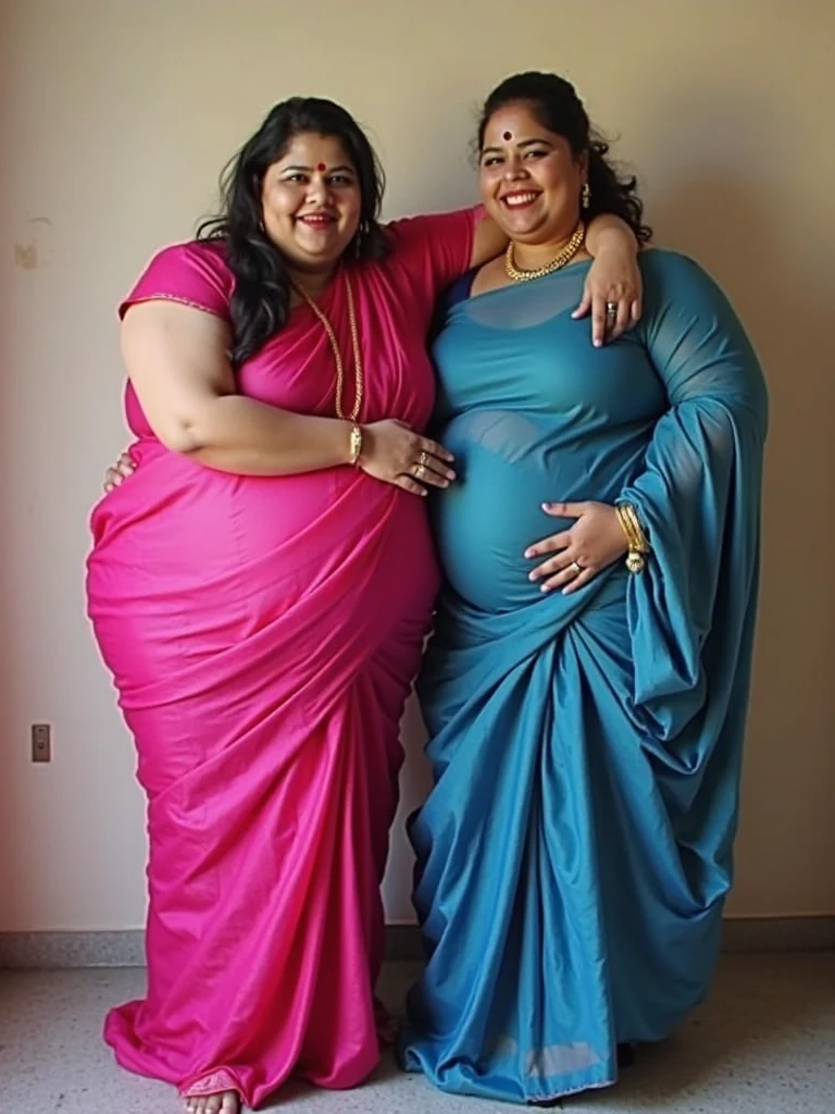 Extremely Hyperpregnant Sri Lankan woman with huge belly wearing a dress