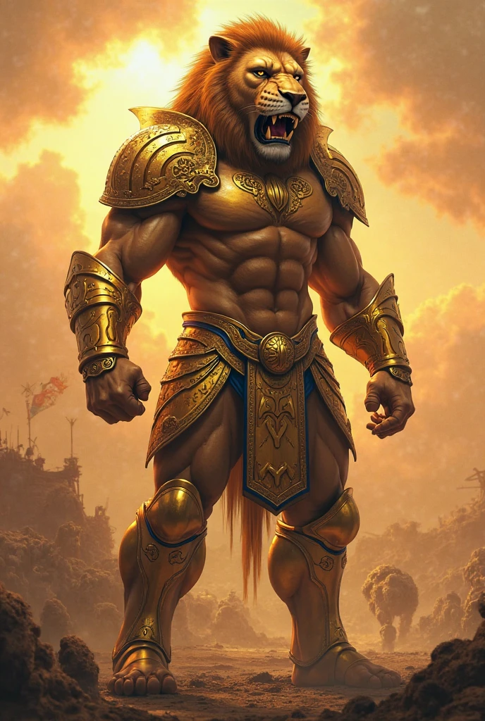 Title: The Majestic Black Gorilla Warrior

Description: In the heart of an untamed African jungle, this black gorilla man stands tall and proud. His mighty muscles ripple under the golden sun, providing a striking contrast to his dark, almost-ethereal skin. His piercing eyes show a deep sense of wisdom and determination. Dressed in nothing but a loincloth made of exotic animal hides, he holds a massive shield carved from wood and adorned with intricate patterns, his strong arms bulging with the effort. A warrior helmet, also made from animal hide and adorned with feathers and bones, sits elegantly on his head. The wind whispers through the