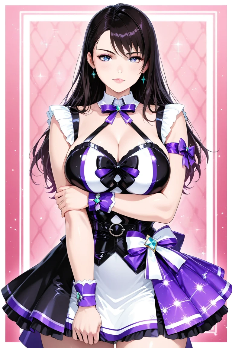 Erotic、Sagasawa Fumika、White headband、Big Breasts、Shiny light blue sequin dress、Pink love hotel with dim lights、smile、Lightly open your mouth、Evil female executive、adult、Married Woman、slouch、Angle from below