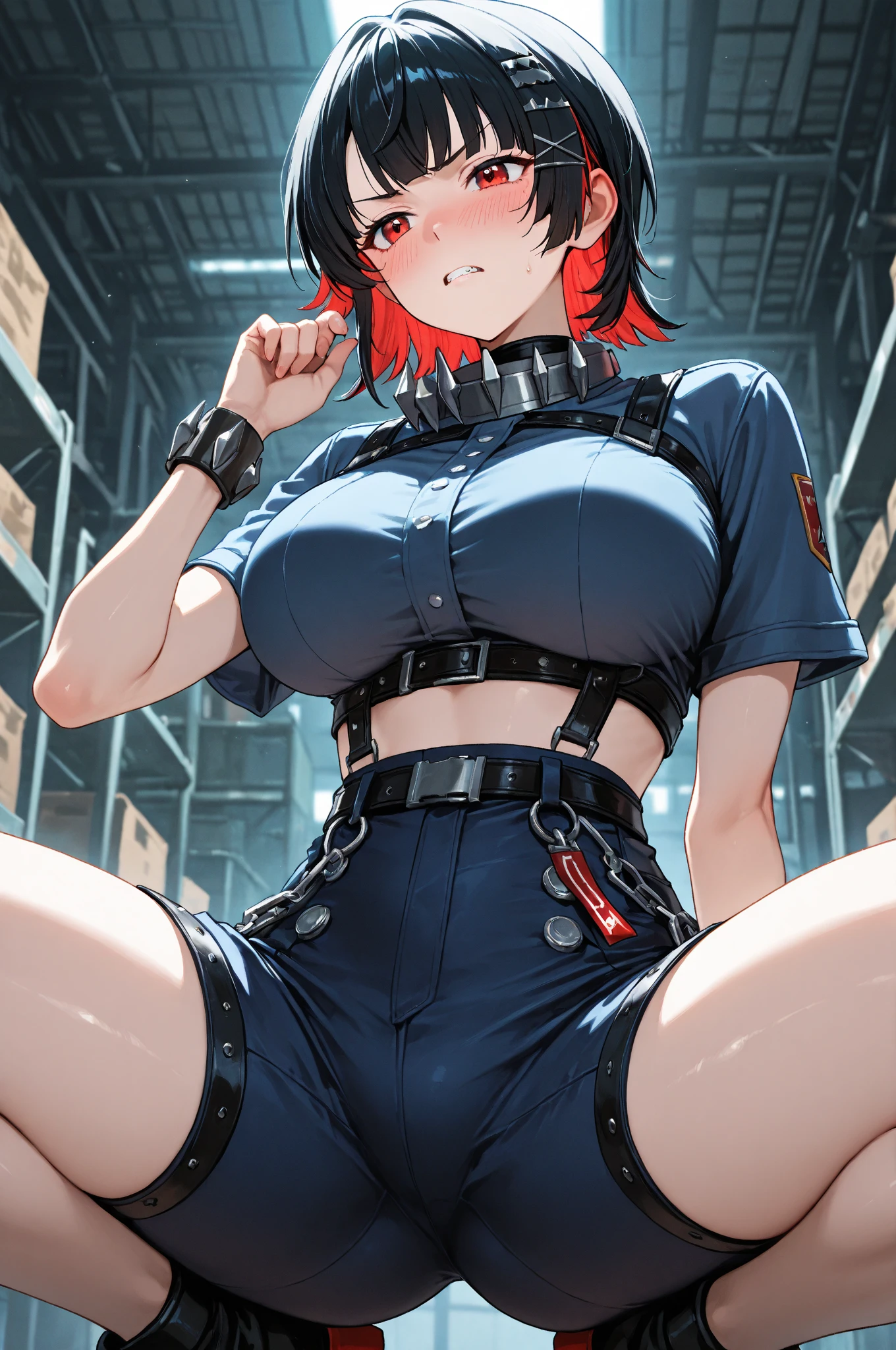 tomboy、Hands on hips、Big Breasts、Leaning forward
