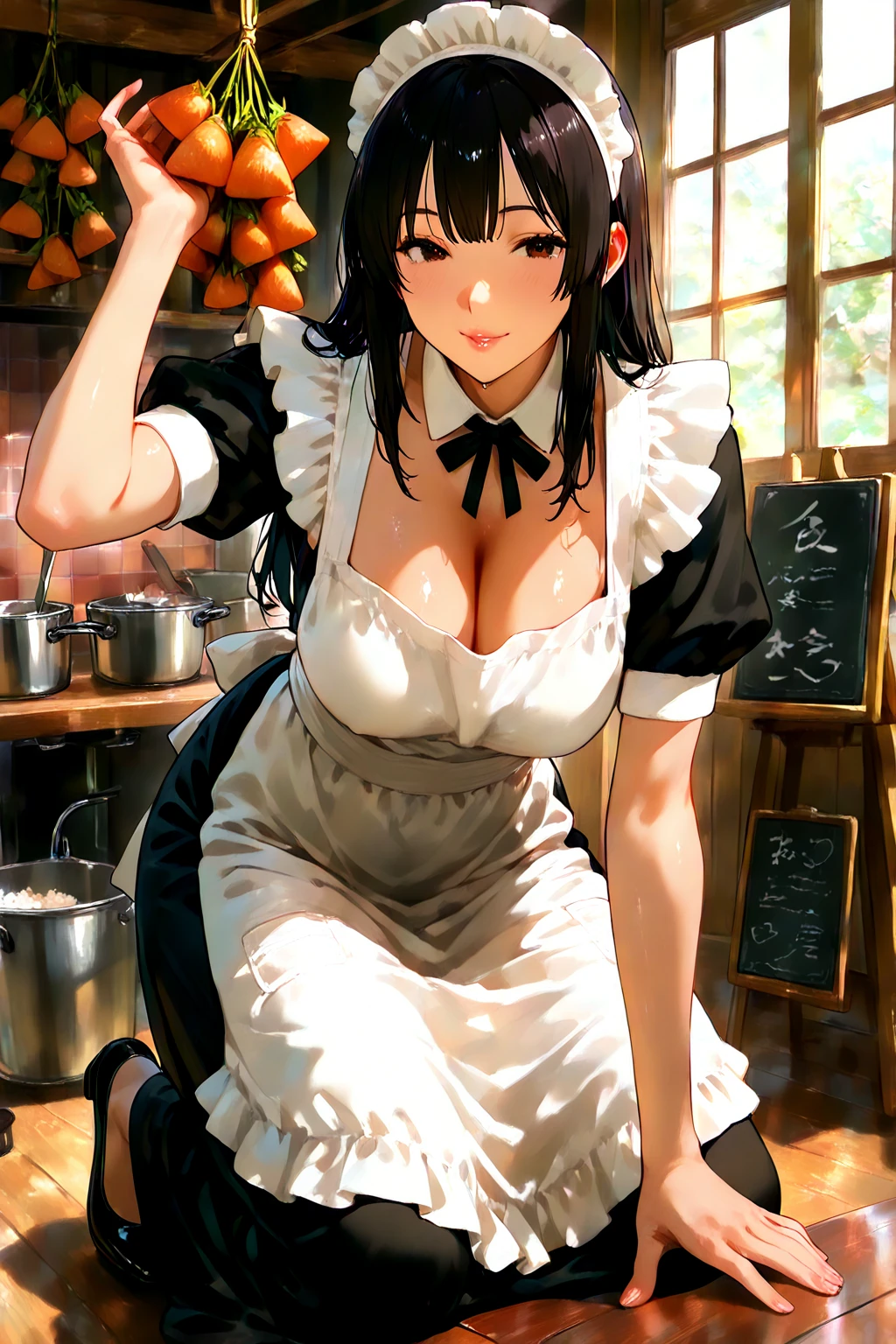 count'Breakfast。Beautiful maid squats on the table without panties and straddles the plate.。Leakage of feces or urine。many boiled eggs on a plate。the table is covered with dirt。The angle is such that you can see the anus from behind..。