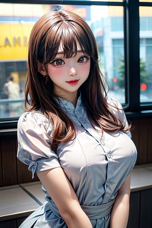 (white blouse see-through Pink bra:1.1), My pink bra can be seen through my thin blouse,
(Best Quality, 8k, 32k, Masterpiece, UHD: 1.2), Japan Beauties, Big, Very Short Bob Hair, Upper Body, Face Focus, blouse, crowded tokyo yamanote lines
, Watch Viewers