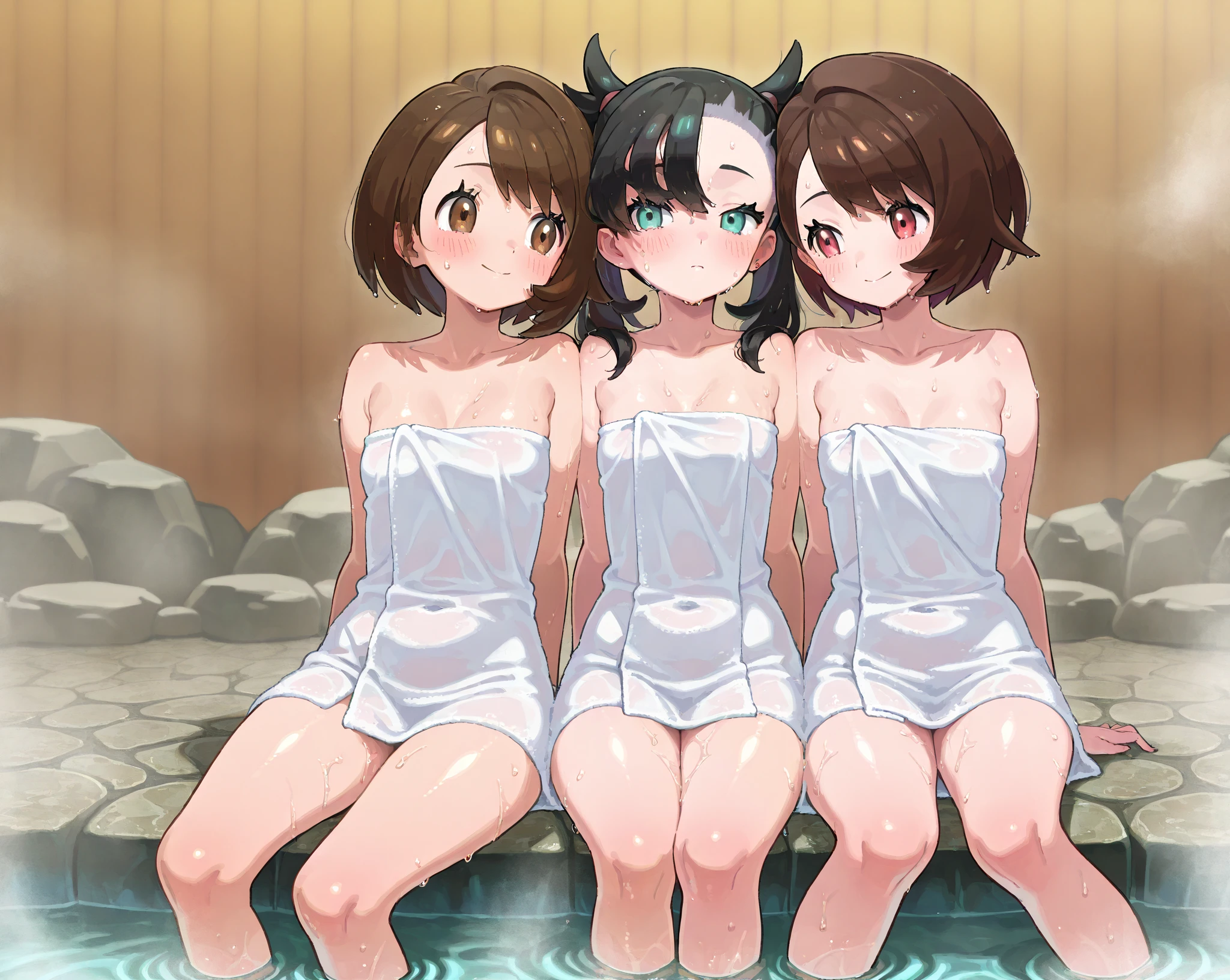 woman、Fly Hearts、Sweaty、Full nudity、From the back、Butt、4girls