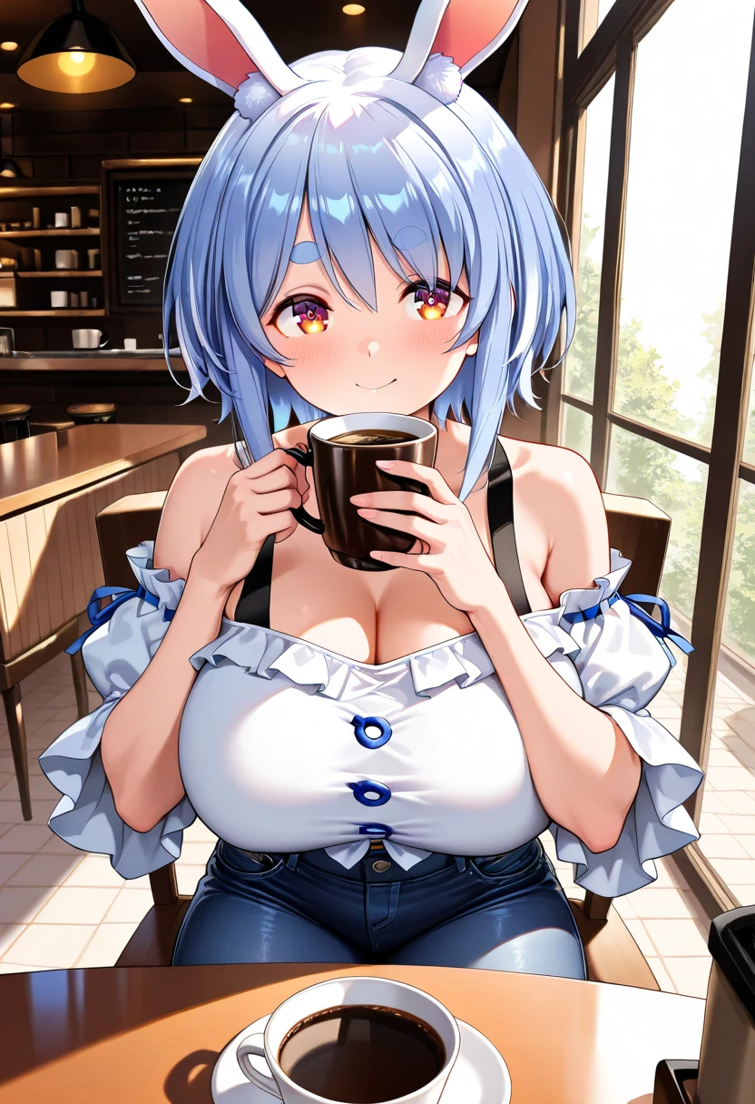 1milf,(nsfw,masterpiece,best quality,beautiful detailed eyes, ultra-detailed, finely detail,extremely detailed CG,unity 8k wallpaper,shiny skin, shiny breasts,high resolution,perfect anatomy,assertive female:1.3),(character focus:1.5),curvy,gigantic breasts,(gleaming skin:1.3),(Completely nude:1.5),(embarrassed:1.3),(sweat:1.2),(steam／breath:1.2),(wet:1.5),(orgasm:1.5),(public indecency:1.2),(blue short hair:1.4),(cafe:1.5)