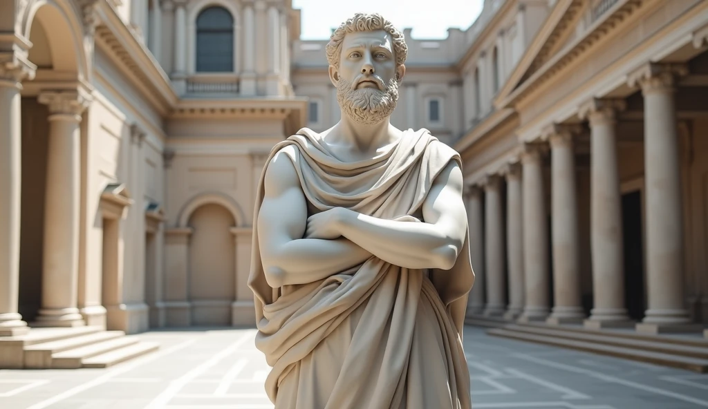 Old ancient Statue wearing sneakers and bling bling