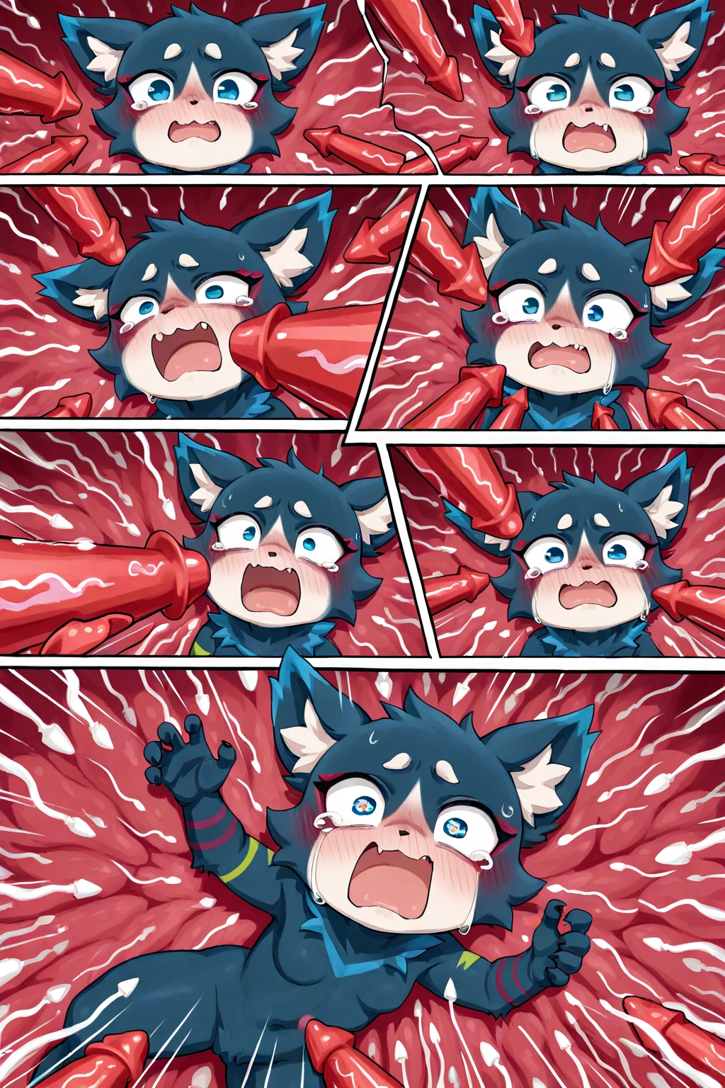 A young boy with devil-like wings is wearing a hero suit,Mouth wide open with expression of pain,Sweating and drooling profusely,Semen dripping from his huge erect penis,A strong, well-trained body like a bodybuilder,A large amount of ,Orgy,self-sucking,Masturbation,Crying face,Devil Body,Biggest muscles、Across the muscle,Face facing up,rape,Anal Sex,juvenile