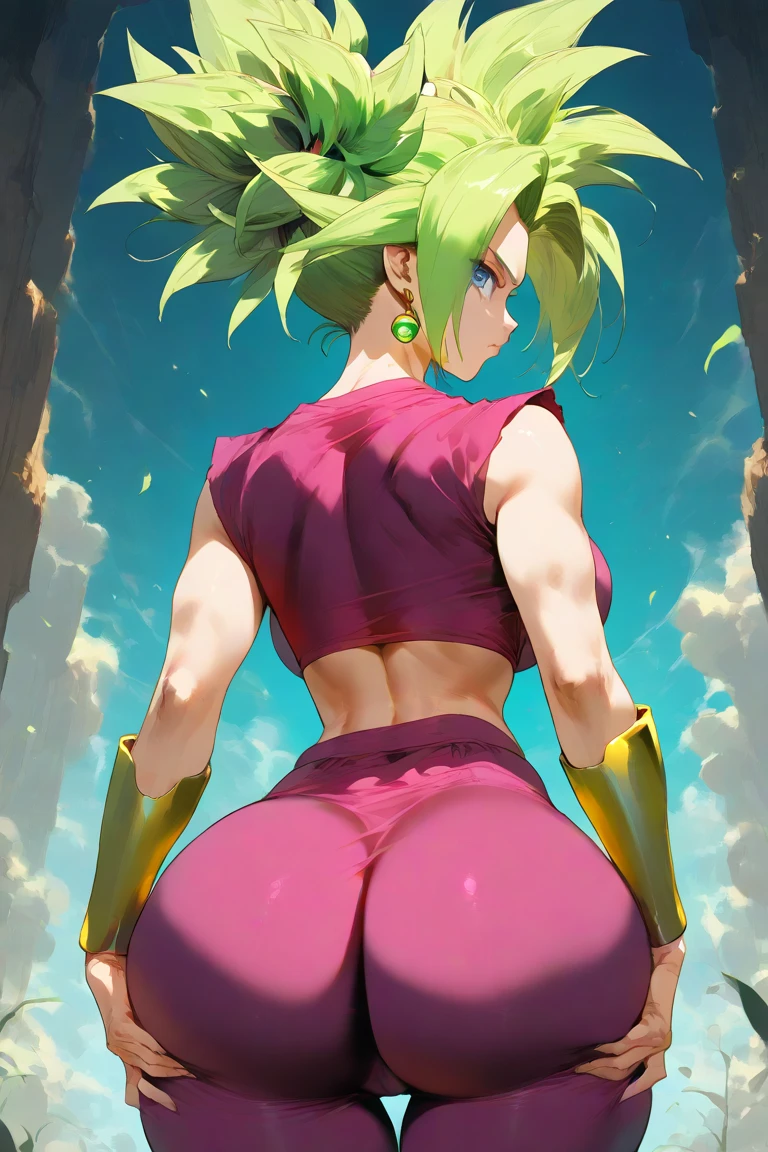 Kefla , sexy pose showing the ass o, back view, gruiso_is, mirando hacia atrás al ispectador,. evening, City, inside, (