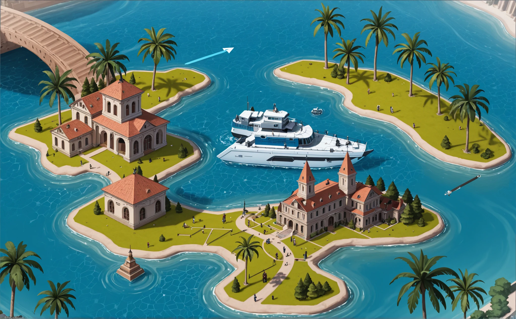 ((no piople)), Isometric game map for upgradeable city-builder, ((современный остров)) ((реализм))