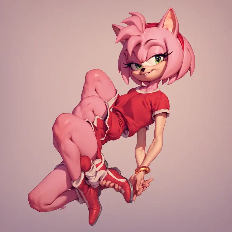 to throw, Amy Rose, session, Skinny, crossed legs, Red dress, looking at the viewer, flash,naked,naked