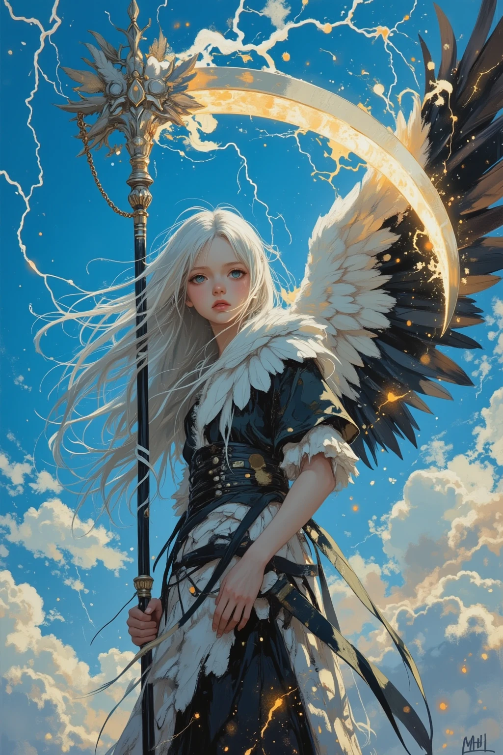 there is a woman dressed as one angel with a sword, avatar da secondlife, wearing angel halo, secondlife, cupid, wearing angel halo covered face, ovelha, one angel, angelic wings on her back, angel theme, wearing angel, angel themed, skin tanned, full body close-up, possibly one angel, winged angel, inspired by Marie Angel