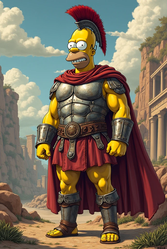 Homer Simpson disguised as Leonidas - SeaArt AI