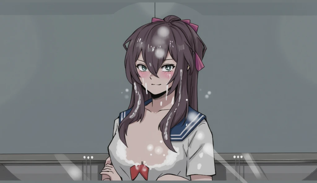 ASAMIKE, red HAIR, PONYTAIL, LONG HAIR, SIDELOCKS, PURPLE EYES,, large breasts, , solo, Abandoned house, Heavy snowfall area, sea , ( Sweating profusely, Love juice, Wet Woman, female ejaculation), empty eyes, crying, nsfw, nipple, naked, Peeing, lactation, projectile lactation