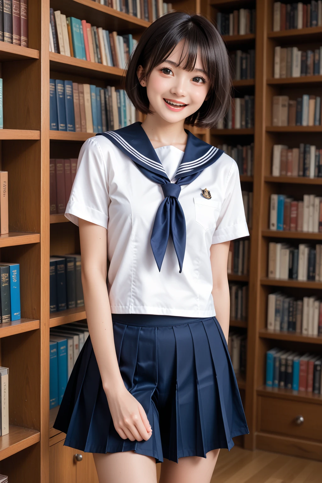 Front composition,two people stand next to each other,chum,Full body shot of two girls in cute sailor uniforms(top-quality、At 8K、32K、masterpiece、nffsw、超A high resolution、Impresionismo,Photorealsitic:1.2), (2girls, Same height :1.2), couple focus ,,Japanese 13 year old cute girl , ,Both of them are wearing Japanese student sailor uniforms.., Realistic and beautiful bright eyes, Double eyelids, look at viewr, Smiling, A smile, The most delicate shiny black hair Very short hair , thin arm、thin-waist, One put his hands around his waist、The other is touching her (High color saturation:1.0), (highlydetailed skin), (Best Quality:1.0), (超A high resolution:1.0) ,(photographrealistic:1.0), (ultra-detailliert:1.0), (8K, Raw photo:1.1) ,In a Japanese retro wooden school building,Digital SLR、softlighting、(background person blur:1.1)、SIGMA 85 mm F/1.4、50 millimeters