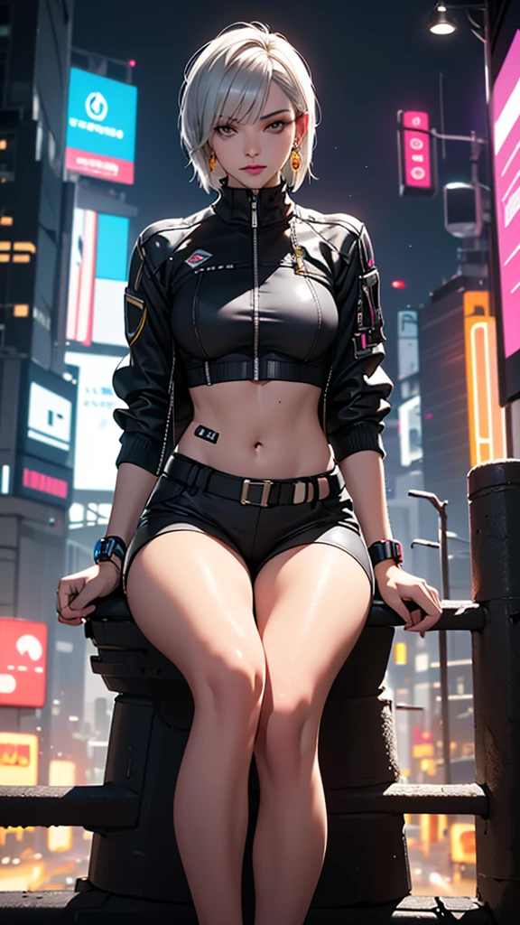 (atompunk+minimalist) style, a beautiful and intricate background composed of (spheres and lines), featuring a (techwear xadrez jacket with textures), 1 redhead girl in lingerie adds a touch of sensuality.